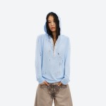 Sheer Hooded Henley Top